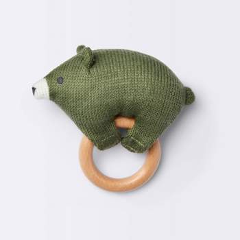 Knit Rattle on Wood Ring - Bear - Cloud Island™