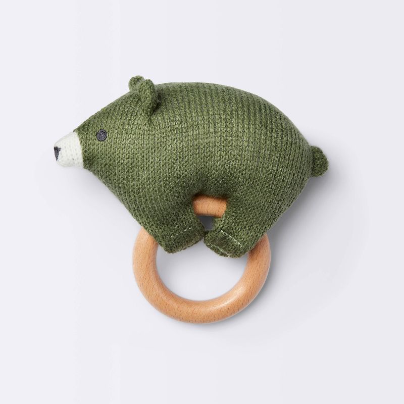 Knit Rattle on Wood Ring - Bear - Cloud Island&#8482;, 1 of 5