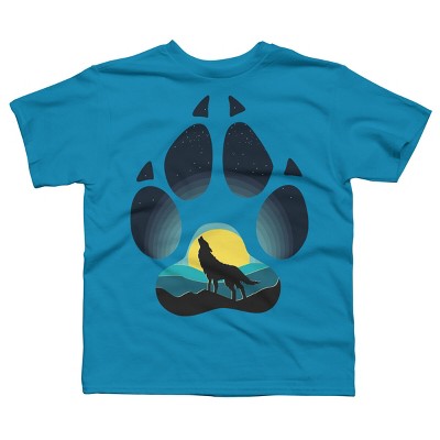 Boy's Design By Humans Wolf's paw. The wolf and the moon By ArtistDreams T-Shirt
