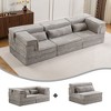 Oversized 3 Seater Circle Fleece Convertible DIY Boneless Modular Sectional Sofa with 3 Pillows - 4 of 4