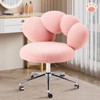 Rbied Armless Desk Chair Teddy Fabric Makeup Vanity Chair with Wheels & Adjustable Height, Cute Accent Chair for Bedroom Living Room Office - 2 of 4