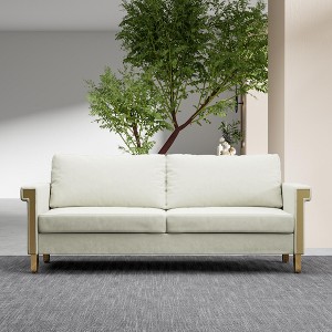 NicBex Couches for Living Room 76" Sofa Velvet Upholstered 2-Seat Couch Soft Sponges Modern Designs Sofa with Gold Trim and Cozy Cushions - 1 of 4