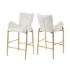 Grungis 28.75 inch Counter Height Bar Stools Set of 2, Velvet Upholstered Bar Chairs with Golden Frame & Footrests for Kitchen Island - 4 of 4