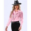 INSPIRE CHIC Women's Fringe Long Sleeve Button Down Disco Party Shirts - 2 of 4