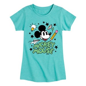 Girls' - Disney - Mickey Mouse School Icons Fitted Short Sleeve Graphic T-Shirt - 1 of 4