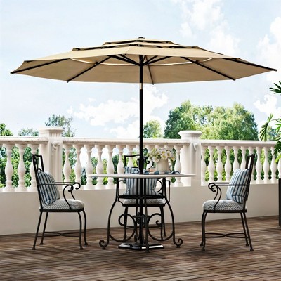 FUFU&GAGA Outdoor Patio Umbrella 11FT 3-Tier Crank Tilt Sun Shade, Polyester Canopy