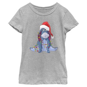 Girls Winnie the Pooh Eeyore Christmas Lights Tangle T Shirt - 1 of 4