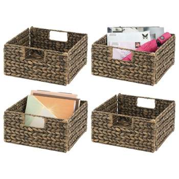 mDesign Woven Hyacinth Bin Basket Organizer with Handles