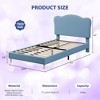 Twin Size Bed Frame for Kids with Scallop Headboard, Cute Velvet Twin Bed for Girls, Boys, Sturdy Platform Bed - 2 of 4