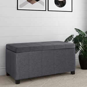 CAVINAS Faux Leather Storage Ottoman Bench with Stitched Design and Nailhead Trim,Storage Benches for Living Room,Bedroom - 1 of 4