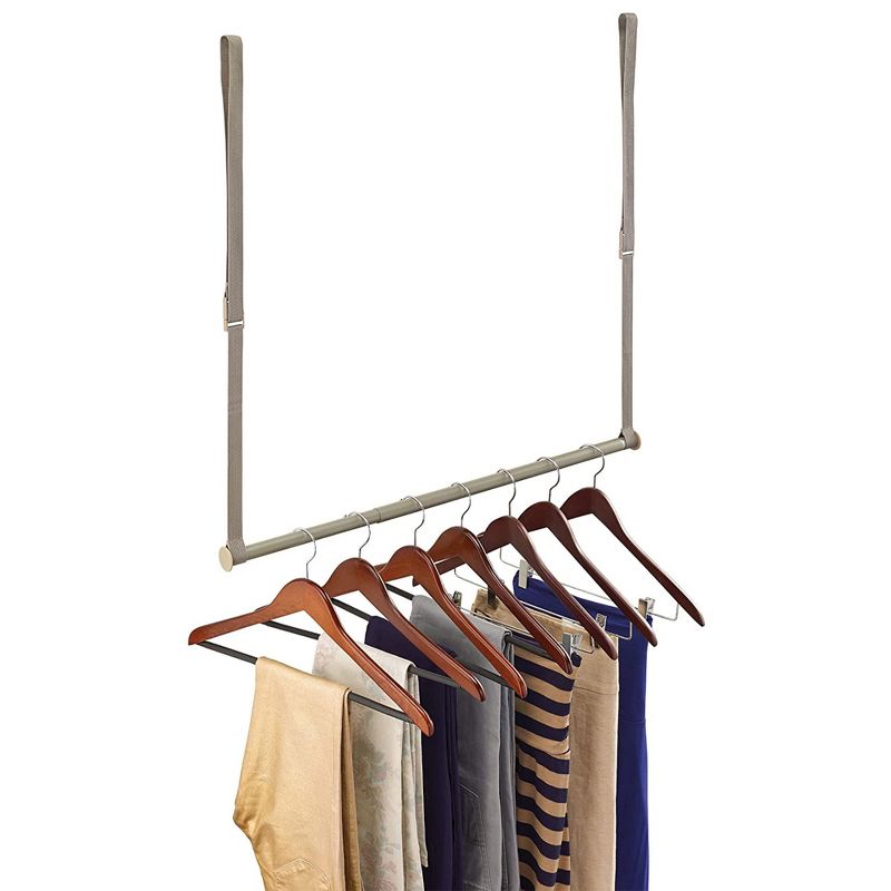 Closetmaid Steel Double Hanging Closet Organizing Storage Rod for Clothes and Garments with Adjustable Height and Width, Nickel, 3 of 7