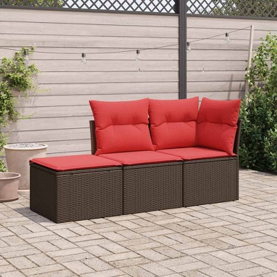 vidaXL Garden Sofa Set  PE Rattan Standard Adjustable Feet