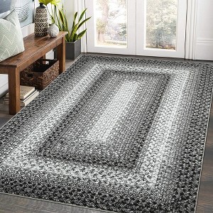 Modern Braided Print Area Rug Boho Rug Geometric Rug Washable Living Room Bedroom Rug - 1 of 4