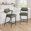 26.8" Counter-Height Metal Bar Stools Set of 2 with Cushioned Textured Seats, Armrests, Footrests - 3 of 4