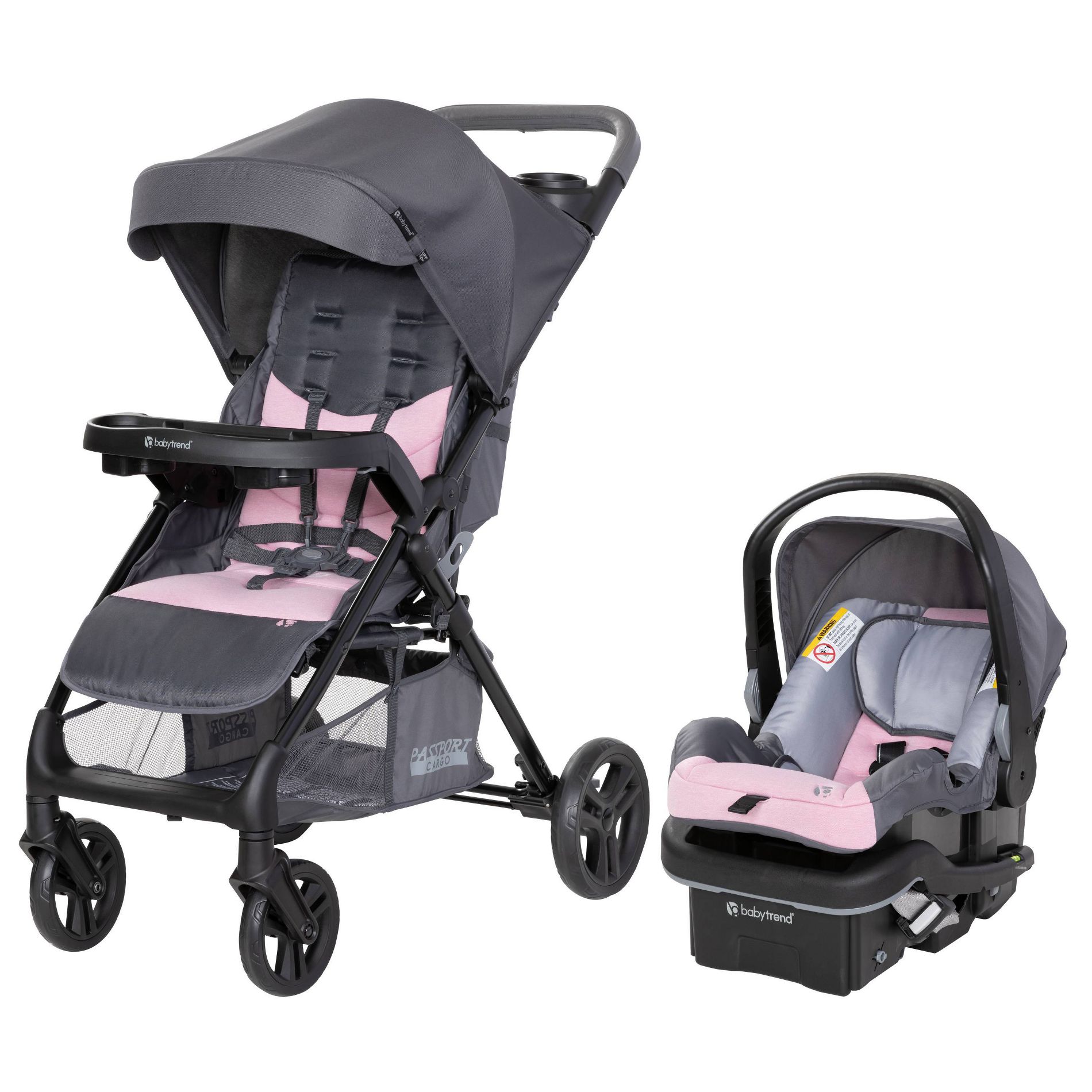 Baby Trend Passport Cargo Travel System with EZ-Lift PLUS Infant Car Seat - Pink Bamboo
