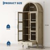71" Tall Arched Kitchen Pantry Cabinet, Wood Cupboard Storage Cabinet with Lights & Glass Doors, Versatile Display Cabinet for Living Room Kitchen - 2 of 4