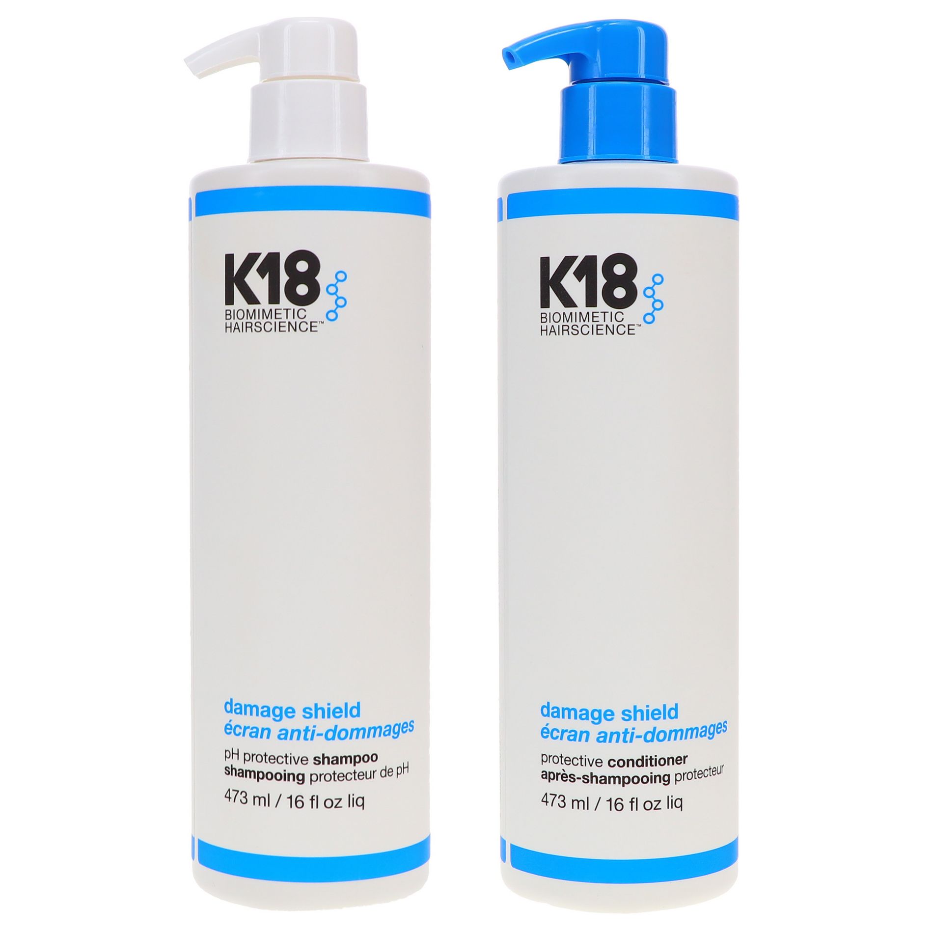 K18 DAMAGE SHIELD Protective Shampoo 16 oz & Conditioner 16 oz Combo Pack