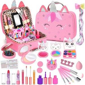 MOVSSOU 26 Pieces Washable Makeup Girls Toys Play Make Up Set for Children Princess Dress Up Christmas Birthday Gifts Toys for 5-12 Year Old Girls