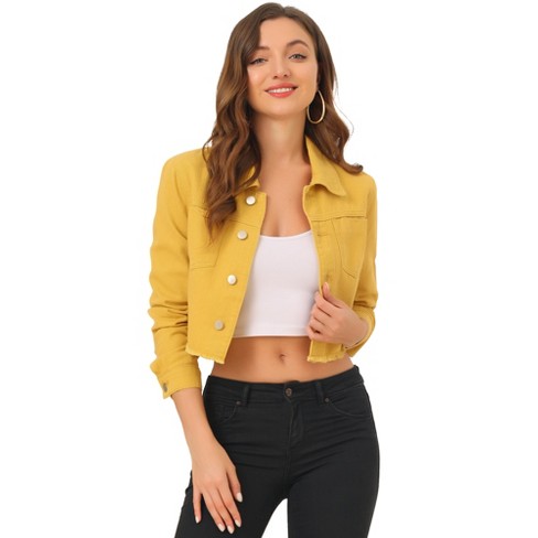 Cropped yellow shop denim jacket