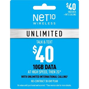 Net10 Wireless 30-Day Unlimited Talk/Text/Data Prepaid Card (Email Delivery) - 1 of 4
