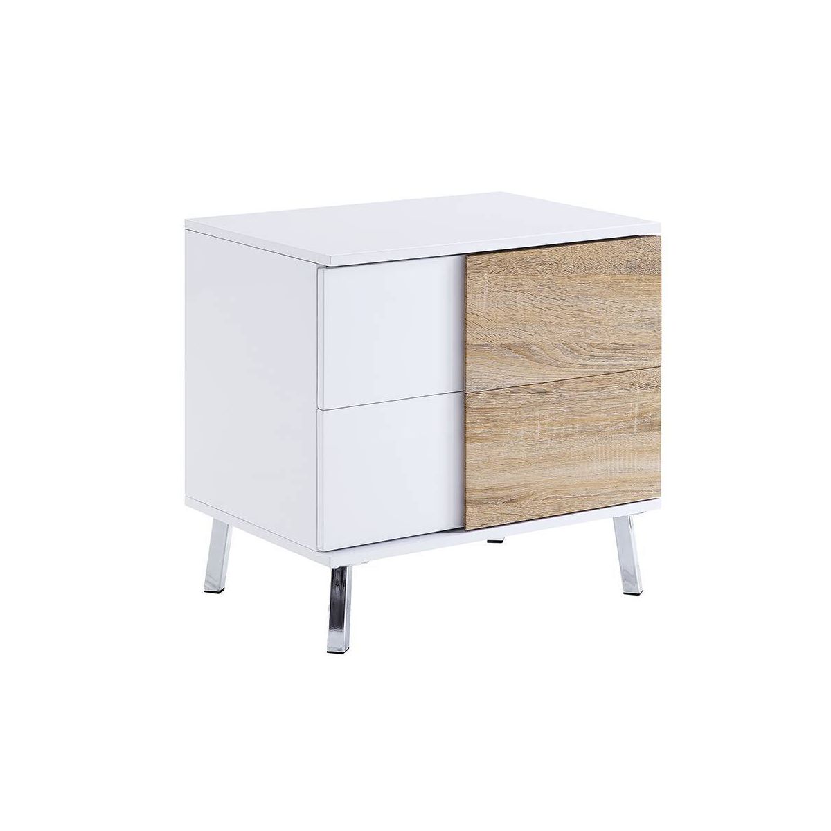 Acme Furniture Verux 22" Accent Tables White High Gloss: Modern Rectangular with Tapered Legs & Storage Drawer - thumbnail 3