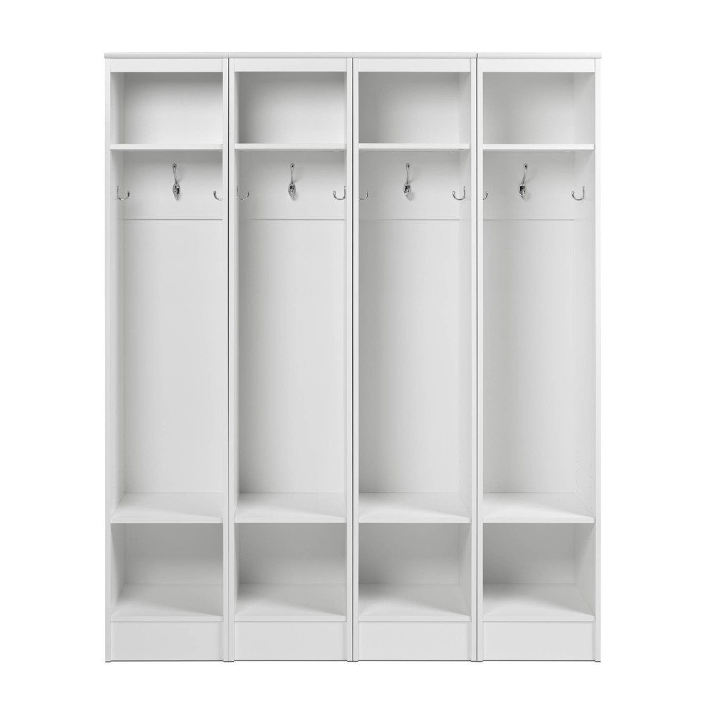 Set of 4 Narrow Entryway Organizers White - Prepac: Hall Tree, Coat Rack, Storage Shelves