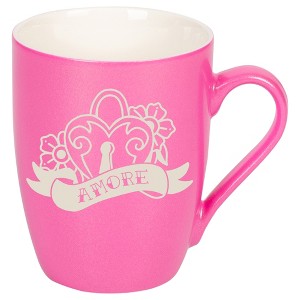 100 North Floral Heart 10 Ounce Pink Metallic Finish, Comfortably Fits Your Hands, New Bone China Coffee Tea Cup Mug, Amore - 1 of 1