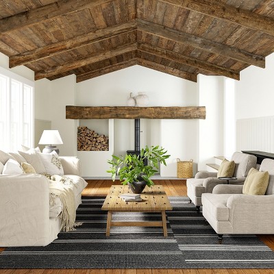 Handmade Dark Grey Wool Reversible Striped Runner Rug, 2' 6" x 8'