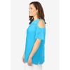 Woman Within Plus Size Eyelet Cold-Shoulder Tunic - 4 of 4
