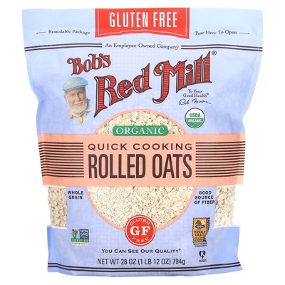 Bob's Red Mill Organic Rolled Oats Gluten Free Quick Cooking 28 oz
