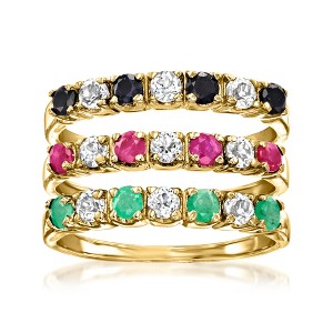 Ross-Simons 1.50 ct. t.w. Multi-Gemstone Jewelry Set: 3 Rings in 18kt Gold Over Sterling - 1 of 4