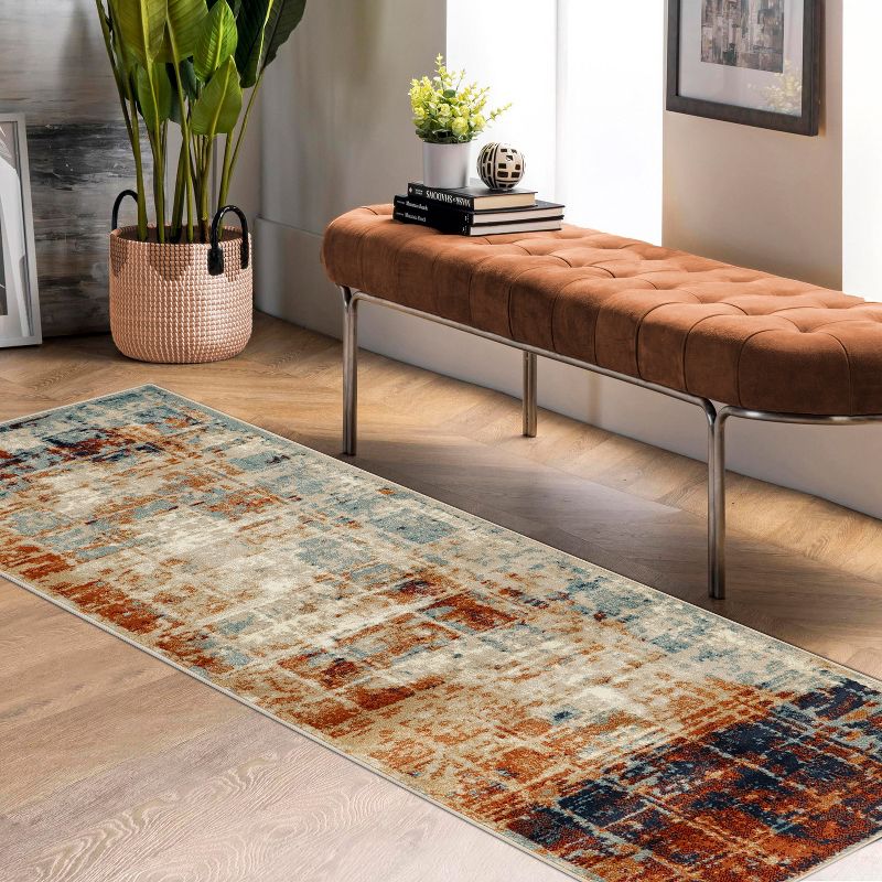 Distressed Abstract Lines Indoor Runner or Area Rug by Blue Nile Mills, 2 of 7