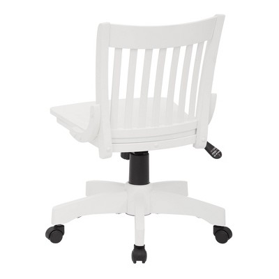 Mid-Century White Wood Bankers Swivel Chair with Steel Base
