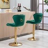 Lyngins Set of 2 Adjustable Swivel Bar Stools,Velvet Counter Height Bar Stools with Gold Legs,Chrome Footrest,Kitchen Chairs for Home Bar,Cafes - 2 of 4