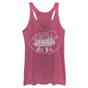 Women's Cruella Distressed Lips Logo Racerback Tank Top - 1 of 4