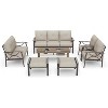 Heynemo Outdoor Patio Furniture Set, 7 Piece Patio Seating Set with Fire Table and Ottomans, Metal Furniture Set for Porch Backyard Garden - 2 of 4