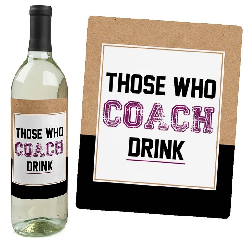 Big Dot of Happiness Coach Appreciation Gift - First Day of School or Christmas Gifts for Women and Men - Wine Bottle Label Stickers - Set of 4, 5 of 9