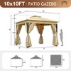 PAGED 10x10 Outdoor Patio Canopies and Gazebos with Double Roofs, Mosquito Netting and Privacy Screens, for Backyard, Garden, Lawn and Deck, Beige - 3 of 4