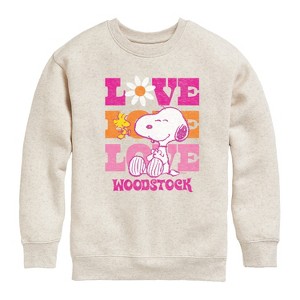 Boys' - Peanuts - Love Woodstock Graphic Long Sleeve Fleece Sweatshirt - 1 of 4
