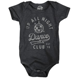 Up All Night Dance Club Baby Bodysuit Funny Sleepless Nightclub Joke Jumper For Infants - Crazy Dog Baby Bodysuit - 1 of 4