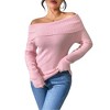 Coolmee Women Off Shoulder Sweaters Long Sleeve Ribbed Knit Going Out Fall Tops Blouse - 2 of 4