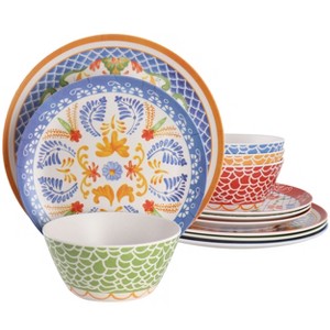 Gibson Laurie Gates California Designs Tierra 12 Piece Bamboo Fiber Dinnerware Set in Multi-Color - 1 of 4