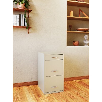 Pearl White Vertical Lockable 3-Drawer Metal File Cabinet