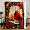 Cartoon Christmas Tree & Red Bird Print, All-Season Cozy Polyester Bedding, Ideal Gift for Family and Friends, Christmas Blanket. - 2 of 4