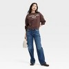Women's Sunday Coffee Club Cropped Fleece Graphic Sweatshirt - Brown - 3 of 3