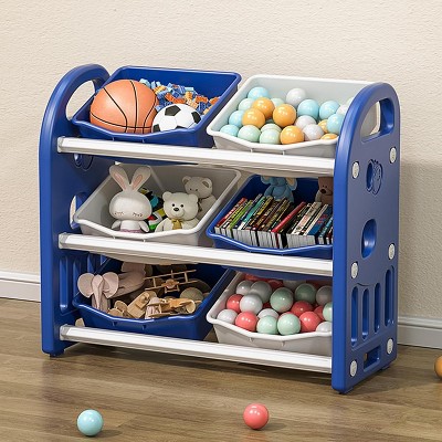 Children's toy storage cabinet with 6 boxes, a 3-layer shelf storage cabinet, suitable for game rooms, bedrooms, living rooms