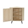 LOVMOR Corner Cabinet Shelf Stand with Rattan Door and Metal Base,Freestanding Shoe Rack for Living Room,Kitchen,Bathroom - 3 of 4