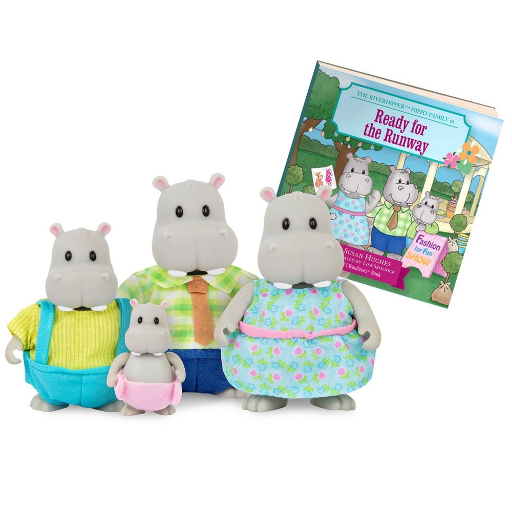 Li'l Woodzeez Miniature Animal Figurine Set &ndash; The Riverdipper Hippo Family