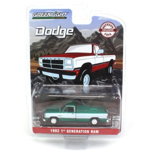 1/64 1992 Dodge Ram 1st Generation, Red & White, Outback Toys Exclusive - Green Machine, 51384-AGREEN - 1 of 1