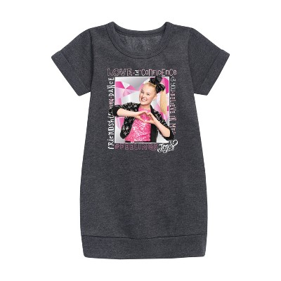JoJo Siwa #Feeling Graphic Short Sleeve Fleece Dress - Heather Charcoal - 3T